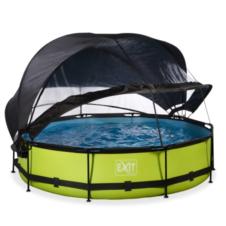 EXIT Piscine couverte Lime ø360x76cm avec voile d'ombrage et pompe filtrante - vert