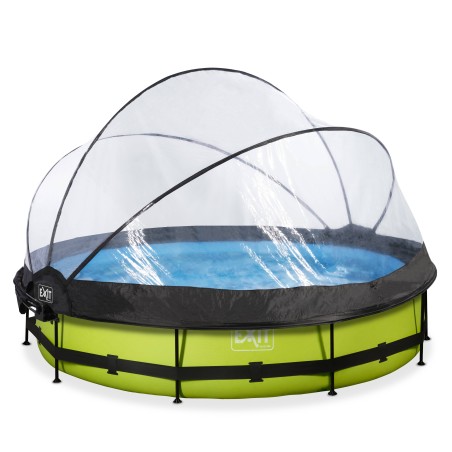 EXIT Piscine couverte Lime ø360x76cm avec voile d'ombrage et pompe filtrante - vert