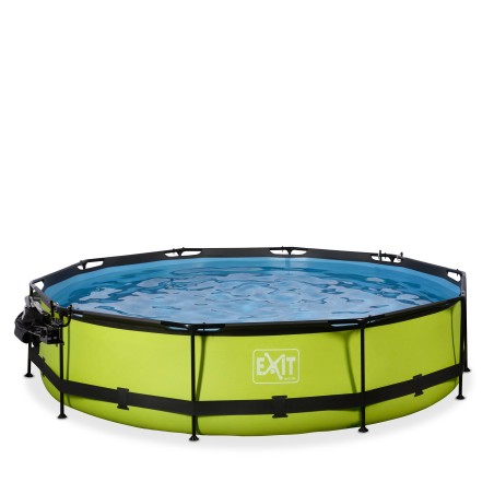 EXIT Piscine couverte Lime ø360x76cm avec voile d'ombrage et pompe filtrante - vert