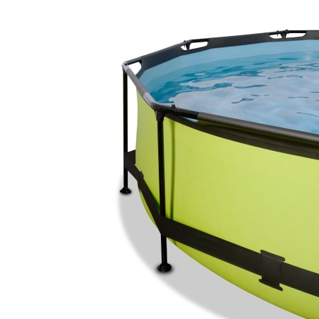 EXIT Piscine couverte Lime ø360x76cm avec voile d'ombrage et pompe filtrante - vert