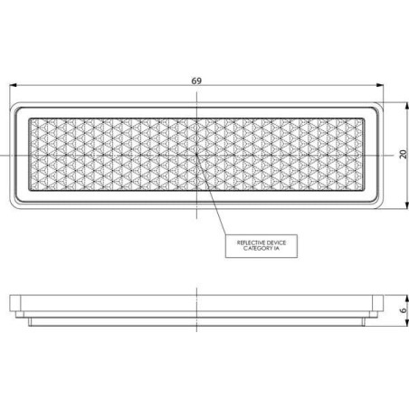 Catadioptre rectangle rouge 69x20mm GOPART LA75009