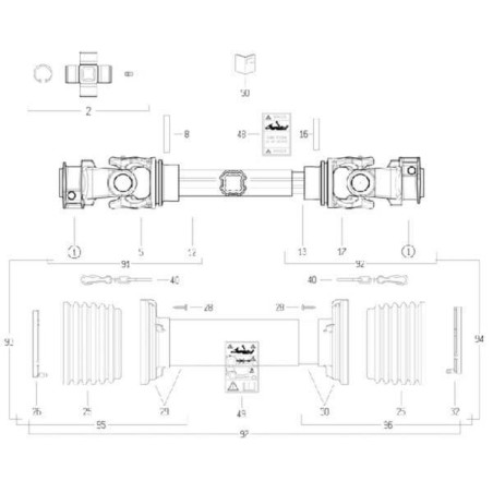 Arbre de transmission BONDIOLI/6PAVESI CS5N086CE007007