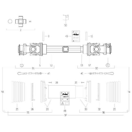 Arbre de transmission BONDIOLI/6PAVESI CS6N101CE007007