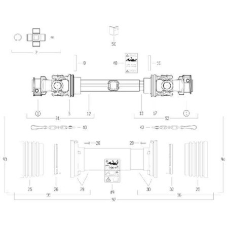 Arbre de transmission BONDIOLI/6PAVESI CS6N121CE007007