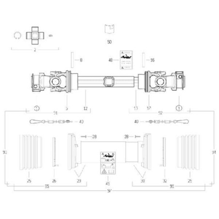 Arbre de transmission BONDIOLI/6PAVESI CS6N056CE007007