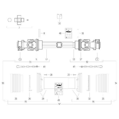 Arbre de transmission BONDIOLI/6PAVESI CS6N071CE007007