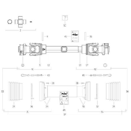 Arbre de transmission BONDIOLI/6PAVESI CS8N056CE007007