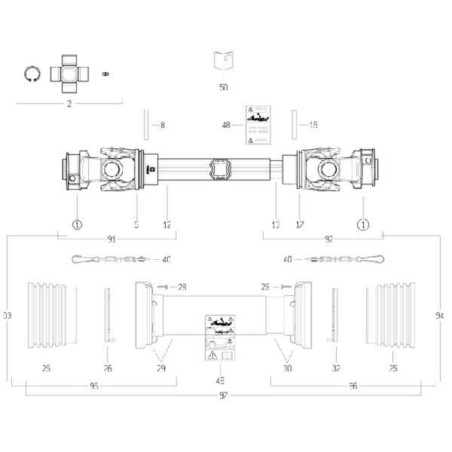 Arbre de transmission BONDIOLI/6PAVESI CS8R071CE00734A