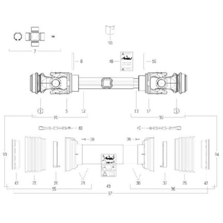 Arbre de transmission BONDIOLI/6PAVESI CSHN121CER10R10